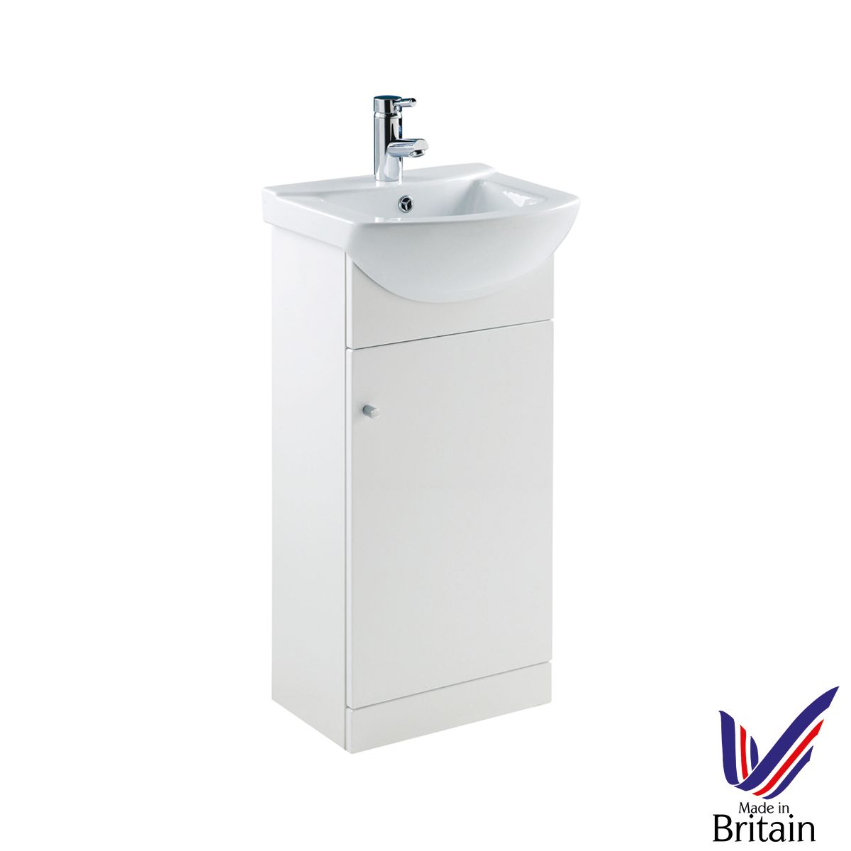 White Gloss Single Door Vanity Basin and Unit 450mm 1 White Gloss Single Door Vanity Basin and Unit 450mm