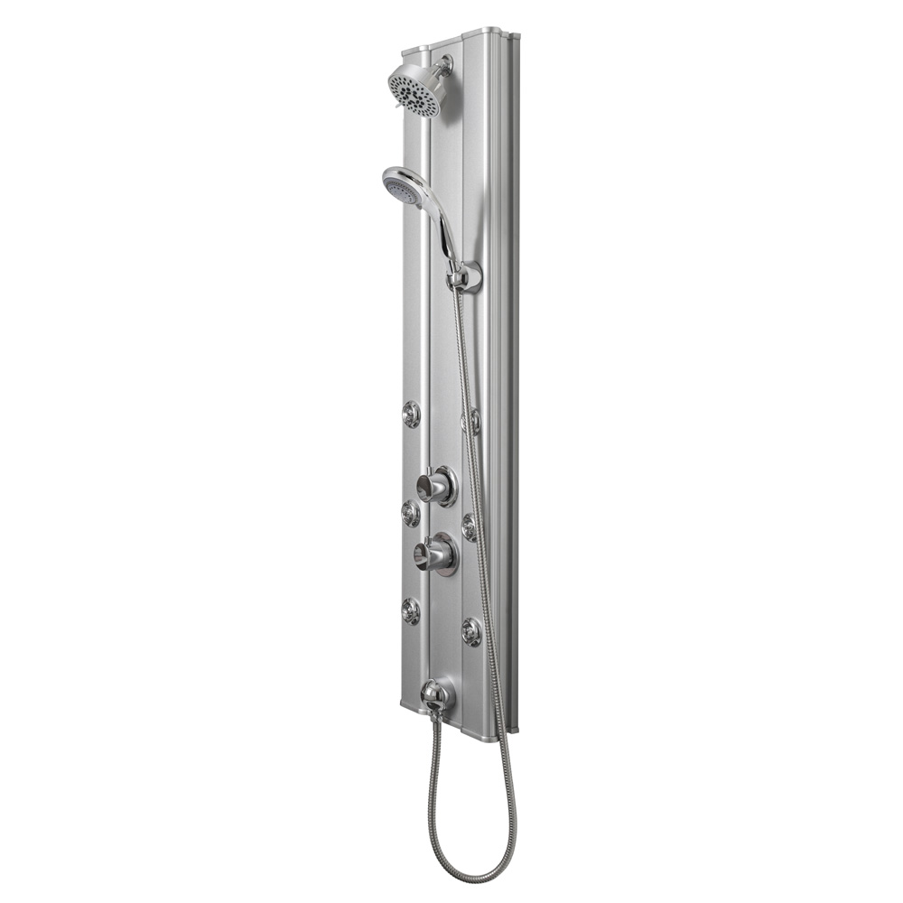 Nuie Thermostatic Shower Panel with Fixed Shower Head 6 Body Jets and Hand Shower 1 Nuie Thermostatic Shower Panel with Fixed Shower Head 6 Body Jets and Hand Shower